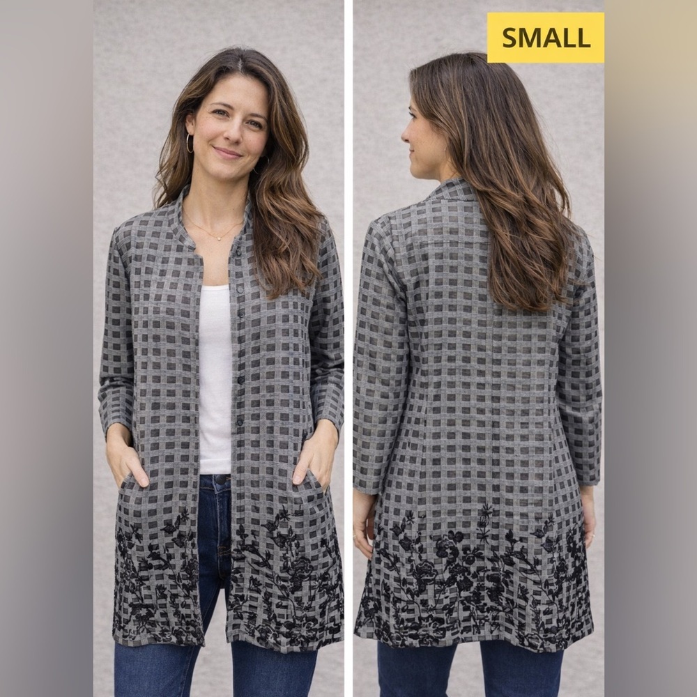 Carole wren Chic Black and Gray Checkered Jacket SMALL